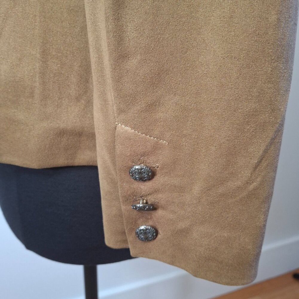 Conrad C Proportion Petite Womens Faux Suede Blazer Jacket Sz 12 Brown Coat Y2K - Picture 11 of 16